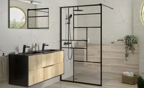 Salle-de-douche-avec-meuble-vasque-1 salle de bain contemporaine à Rezé